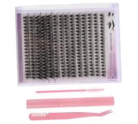 HAMPPLIES 1Sets DIY Eyelash Extension Kit of Individual Lash Clusters with Eyelash Remover Curved Tweezers Combs Pink Travel Friendly Tools for Custom Eye Makeup