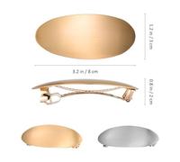 HAMPPLIES 2 Pcs Elegant French Metal Hair Barrettes Oval Spring Hair Clips for Women in Gold and Silver Stylish Flat for Thick Styling