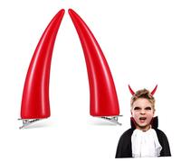 HAMPPLIES 2 Pcs Red Horn Alligator Hair Clips Lightweight Demon Horns for Halloween Cosplay Party Accessories Versatile Headpiece for Women