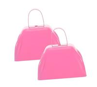 HAMPPLIES 2 Pcs Small Metal Cowbells Noise Maker for Sporting Events and Parties Handheld Cheering Bells for Football Games Weddings and Crowd Participation in Pink