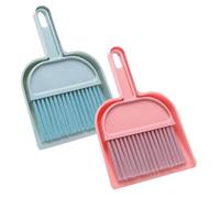 HAMPPLIES 2 Set Portable Mini Dustpan and Brush Set Ergonomic Small Broom Cleaning Kit for Home Office Travel Compact Handheld Dustpan Brush Plastic Tabletop Sweeper Blue and Pink