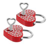 HAMPPLIES 2 Sets Heart Shaped Locks with Keys Rhinestone Couple Suitcase Padlocks for Travel Small Portable Locker Lock for Luggage for Couples