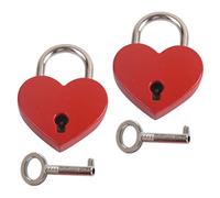 HAMPPLIES 2 Sets Mini Heart Shaped Love Padlocks with Keys Small Lightweight Security Locks for Diary Jewelry Box Luggage Handbag for Anniversary Valentine Wedding
