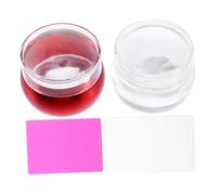 HAMPPLIES 2 Sets Nail Art Stampers with Soft Silicone Heads and Scraper Boards and Red Metal Handle Nail Polish Transfer Stamper Kit DIY Manicure