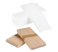 HAMPPLIES 200 Pcs Wax Strips and Wooden Wax Sticks Hair Removal for Body Face Legs Arms Bikini Areas Smooth Flat Applicator for Easy At Home and Professional Use