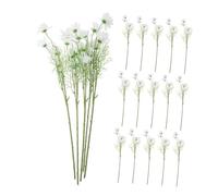 HAMPPLIES 20pcs Artificial Chamomile Stems Faux White Daisy Bouquet Silk Flowers Realistic Spring Floral Decor Lifelike Wildflower Centerpieces for Wedding Home Table