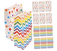 HAMPPLIES 20pcs Colorful Striped and Dot Paper Bags for Parties Birthdays Weddings and Festivals Decorative Packing Bags for Retail and Food Transportation