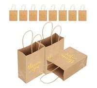 HAMPPLIES 20Pcs Portable Kraft Paper Bags with Gold Foil Thank You Design Handheld Decorative Bags for Birthday Parties Weddings Retail and Holiday Favor Packing