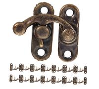 HAMPPLIES 20pcs Retro Cabinet Latches Vintage Clasp for DIY Wooden Boxes Decorative Jewelry Box Lock Hasps with Antique Horn Hook Design