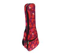 HAMPPLIES 21-inch Polyester Oxford Cloth Ukulele Bag Geometric Pattern Portable Red Ukulele Backpack Dual Shoulder Straps Waterproof Pouch Suitable for Travel and Concerts