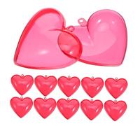 HAMPPLIES 25pcs Red Heart Shaped Plastic Fillable Boxes for Valentines Day Clear Candy Holders DIY Craft Containers Smooth Surface Easy Clean Romantic Party Prizes and Hanging Decorations
