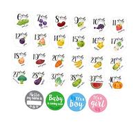 HAMPPLIES 28Pcs Pregnancy Weekly Belly Growth Stickers Commemorative Photography Props for Expecting Moms Fun and Memorable Maternity Photo Accessories