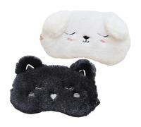 HAMPPLIES 2Pcs Animal Eye Masks Cute Cat Dog Eye Shades Comfortable Travel Sleep Mask with Elastic Bands for Light Blocking and Relaxation