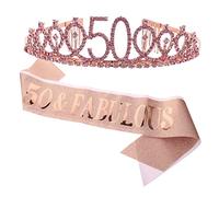 HAMPPLIES 2pcs Birthday Crown and Sash Set Glitter Etiquette Belt with Stylish Lettering for Birthday Party Decorations and Memorable Moments