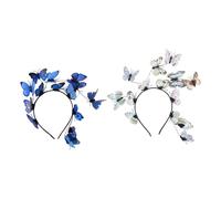 HAMPPLIES 2pcs Bridal Butterfly Headbands Set, Plastic Simulation Butterflies Hairband for Women, Creative Photo Shoot Hair Accessories for Brides and Wedding Hairstyles