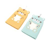 HAMPPLIES 2PCS Cartoon Bath Mitts Soft Animal Shower Towels for Gentle Body Cleaning Material with Cute Tiger Design Blue Yellow