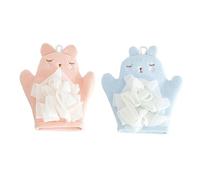 HAMPPLIES 2pcs Child Bath Gloves Bath Scrubbing Towels Dual-sided Soft Cartoon Design Pink and Girls Shower Towels for Gentle Bathing