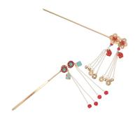 HAMPPLIES 2pcs Chinese Style Flower Hairpins with Coin Accents Lightweight Metal Hanfu Hair Sticks for Women and Blossom Design for Traditional Japanese and Asian Updo Hairstyles