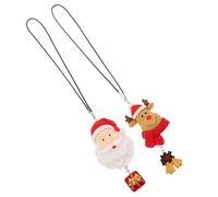 HAMPPLIES 2pcs Christmas Car Pendant Ornaments with Reindeer and Snowman Designs Festive Rear View Mirror Charms for Auto Interior Decoration Lightweight Hanging Holiday Accessories for Safe