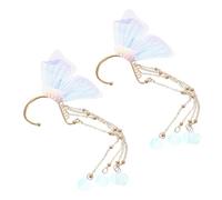 HAMPPLIES 2pcs Cute Mermaid Tassel Ear Non Piercing Earrings for Women Fade Resistant Material Fairy Tale Design Accessories for Costume Dress Up and Mermaid Cosplay