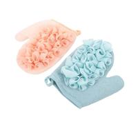HAMPPLIES 2pcs Dual Sided Exfoliating Wash Mitt for and Rough Texture Bath Gloves for Deep Skin Cleaning Durable Adult Sized Scrubber for Use and Back Washing