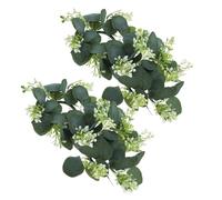 HAMPPLIES 2pcs Easter Candle Rings Wreath Artificial Eucalyptus with Realistic Leaves and Berries, Small Size Decorative Candle Holder Ring for Party, Wedding, and Table Decor