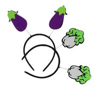 HAMPPLIES 2pcs Funny Vegetable Headbands for Purple Eggplant Green Cabbage Hair Accessories Photo Props for Parties Festivals and Cosplay Events