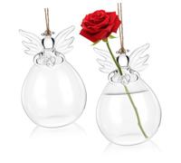 HAMPPLIES 2pcs Glass Hydroponic Flower Vase Height European Minimalist Angel Design Decorative Glass Containers for Office Home Balcony and Indoor Gardening