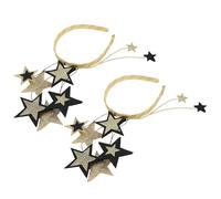 HAMPPLIES 2pcs Glitter Five-pointed Star Headbands Festive Party Hairbands for Soft Comfortable Fit Metallic Black Gold Sparkle Accessories for Birthday and Year Celebration