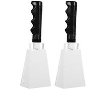 HAMPPLIES 2Pcs Handheld Cow Bells with Ergonomic Handle Cheerful for Football Games Parties and Sports Events Joyful Ringing Sound for Celebrations