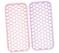 HAMPPLIES 2Pcs Heat Resistant Silicone Mat Pad for Hair Straightener and Curling Iron Non-Slip Small Silicone Heat Protection Mat Holder for Flat Iron in Pink and Purple for Home and Salon