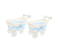 HAMPPLIES 2pcs Imitation Rattan Stroller Ornaments for Shower Decors Wedding Candy Basket Shower Favors Basket Decorations for Nursery Decoration