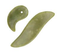 HAMPPLIES 2pcs Jade Gua Sha Face Massage Tool for Promoting Blood Circulation and Massaging, Sturdy Green Facial Scraping Board Suitable for Friends and Elders