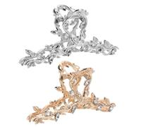 HAMPPLIES 2pcs Large Metal Hair Claw Clips with Rhinestone Sparkle for Thick Hair Assorted Gold Amp Silver Accessories for Women