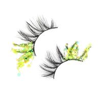 HAMPPLIES 2pcs Luminous Glitter False Eyelashes DIY Glow Eyelash Extensions for Women Natural Looking Dense Curly Lashes for Parties Cosplay Weddings
