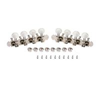 HAMPPLIES 2Pcs Mandolin Guitar Tuning Pegs Mica Color Round Button Machine Heads Durable Tuner Keys for Acoustic Electric Guitars Essential Replacement Silver