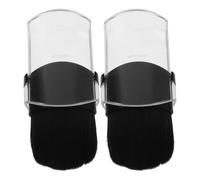 HAMPPLIES 2pcs Mini Retractable Makeup Brushes Portable Flat Foundation Powder Brushes with Acrylic Handle and Fiber Wool Bristles for Travel Use
