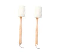 HAMPPLIES 2PCS Natural Exfoliating Loofah Body Brush with Long Wooden Handle for Shower Bath Scrubbing and Smooth Skin Care Sponge Expandable When Wet Suitable for Oily and Dry Skin