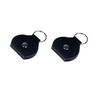 HAMPPLIES 2Pcs PU Leather Guitar Holder Keychain Plectrum Bag with Metal Ring Portable Protector for Guitarists and Key Storage Black
