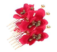 HAMPPLIES 2pcs Red Hibiscus Flower Hair Clips Sturdy Wedding Hair Combs for Women Hawaiian Floral Bridal Side Combs Romantic Tropical Headpieces for Bride Party Prom
