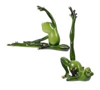 HAMPPLIES 2Pcs Resin Yoga Frog Ornaments Animal-shaped Simulation Frogs Decor with Finish Creative Desktop Adornments for Home Garden and Micro Landscape Display