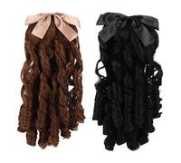 HAMPPLIES 2pcs Retro Wig Ponytail Curly Hair Ponytail Design Material for Cosplay Parties Weddings and Historical Reenactments Includes Hairpiece Insert Comb for Easy Styling
