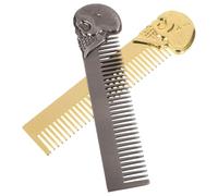 HAMPPLIES 2pcs Skull-shaped Men's Hair Comb Sturdy Zinc Alloy Fine Tooth Comb for Men Portable Beard and Mustache Grooming Tool for Travel and Home Use