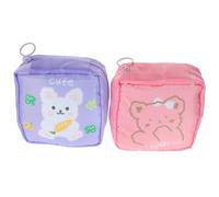 HAMPPLIES 2Pcs Small Sanitary Pad Pouch with Zipper Portable Menstrual Napkin Bag Organizer for Women Ladies Cute Cartoon Capacity Period Storage Pouch Random Color