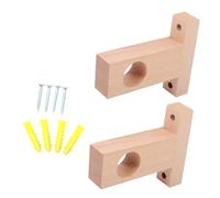 HAMPPLIES 2pcs Solid Wood Curtain Rod End Supports Shower Curtain Rod Holders Bathroom for Living Bedroom Window Decoration