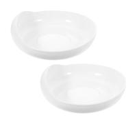 HAMPPLIES 2PCS Spill Proof Scoop Plates with Suction Base, Adaptive Self-Feeding Senior Dining Bowls for Elderly and Disabled, Non-Skid White Plates for Patient Care and Rehabilitation