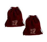 HAMPPLIES 2pcs Velvet Drawstring Hair Dryer Storage Bag Large Portable Travel Accessory Organizer Soft Protective Case for Cosmetics and Jewelry Home Use