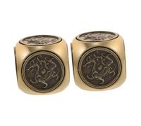 HAMPPLIES 2pcs Vintage Brass Six-sided Handheld Spinner Dice Unique Metal Stress Relief for Hand Muscle Exercise Secure Grip and Calming Rotation Cool Retro Office Desk Gadget