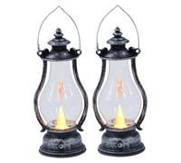 HAMPPLIES 2pcs Vintage LED Handheld Decorative Lamps Retro Atmosphere Lights for Party and Home Smooth Polished Surface Creative Bottle Lantern Design in Antique Bronze and Silver