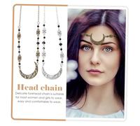 HAMPPLIES 2Pcs Vintage Moon Style Forehead Chain Delicate Headdress with Natural Stone Crystals Retro Hair Decor for Women and Elegant Boho Accessories for Parties and Festivals